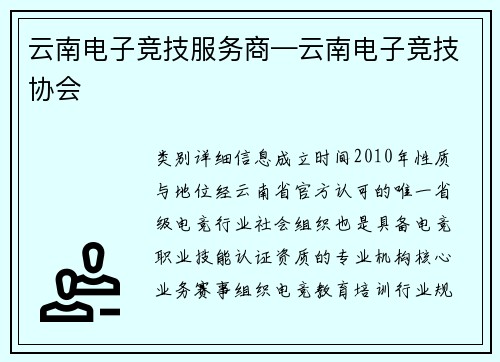 云南电子竞技服务商—云南电子竞技协会